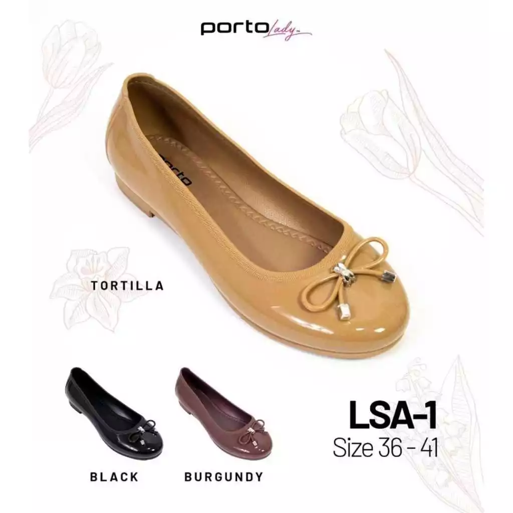 Sepatu Balet Pita Wanita Flatshoes Kerja Kuliah Casual Korea Glossy Porto MRJ-1 LSA-1