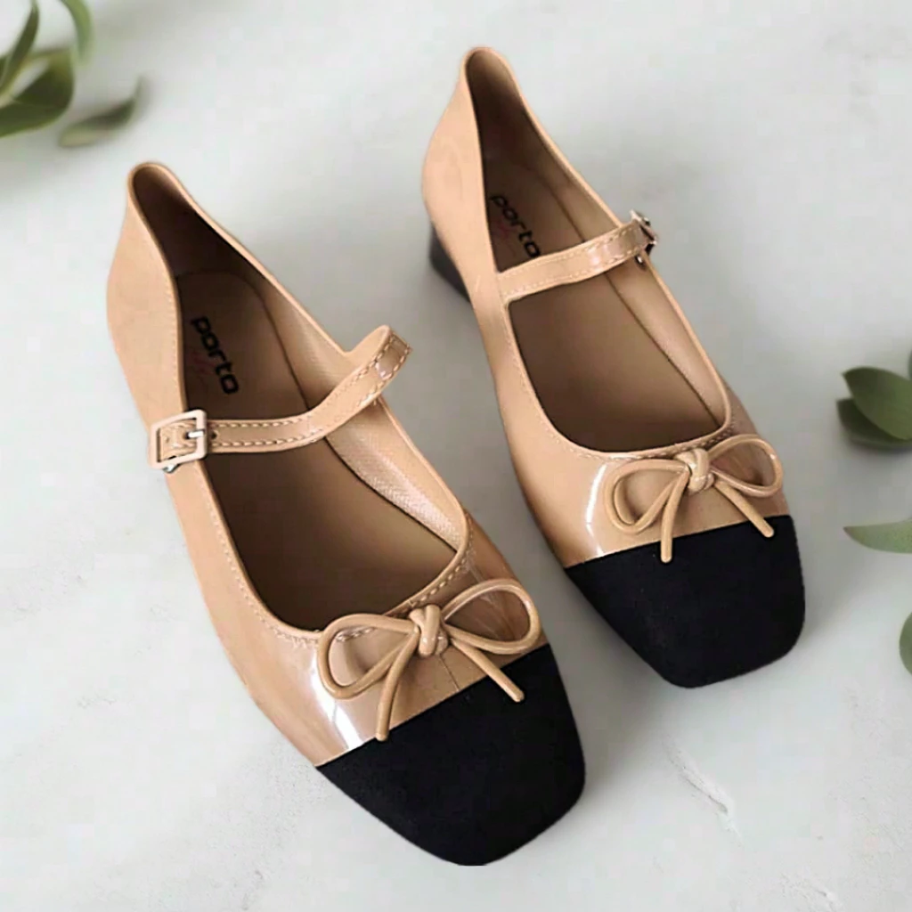 Sepatu Balet Pita Wanita Flatshoes Kerja Kuliah Casual Korea Glossy Porto MRJ-1 LSA-1 - Image 3
