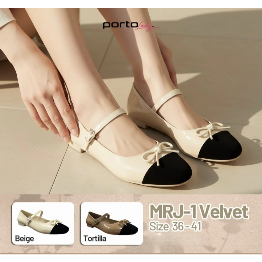 Sepatu Balet Pita Wanita Flatshoes Kerja Kuliah Casual Korea Glossy Porto MRJ-1 LSA-1 - Image 4