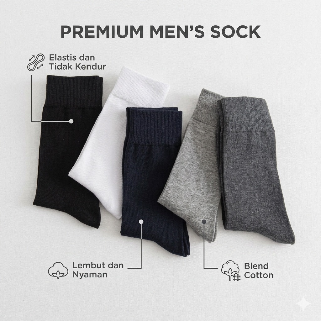 Rumahkaki - Kaos Kaki Kerja Kantor Premium Pria Kaus Kaki Formal Motif dan Polos Di Bawah Betis 3/4 - Image 2
