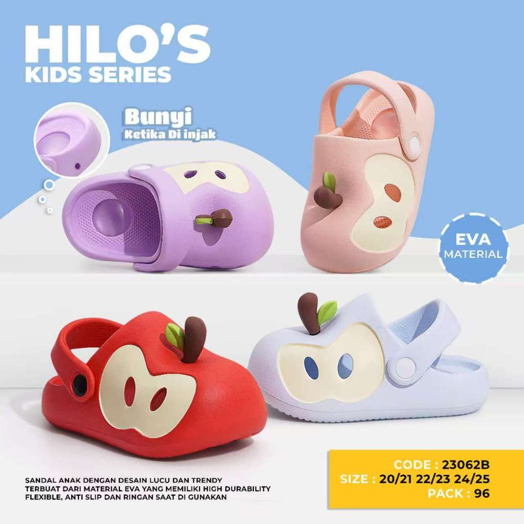Rumahkaki – Sandal Baim Anak Perempuan Motif Apel Sendal Bunyi Cit-Cit Tali Belakang Hilos 23062B