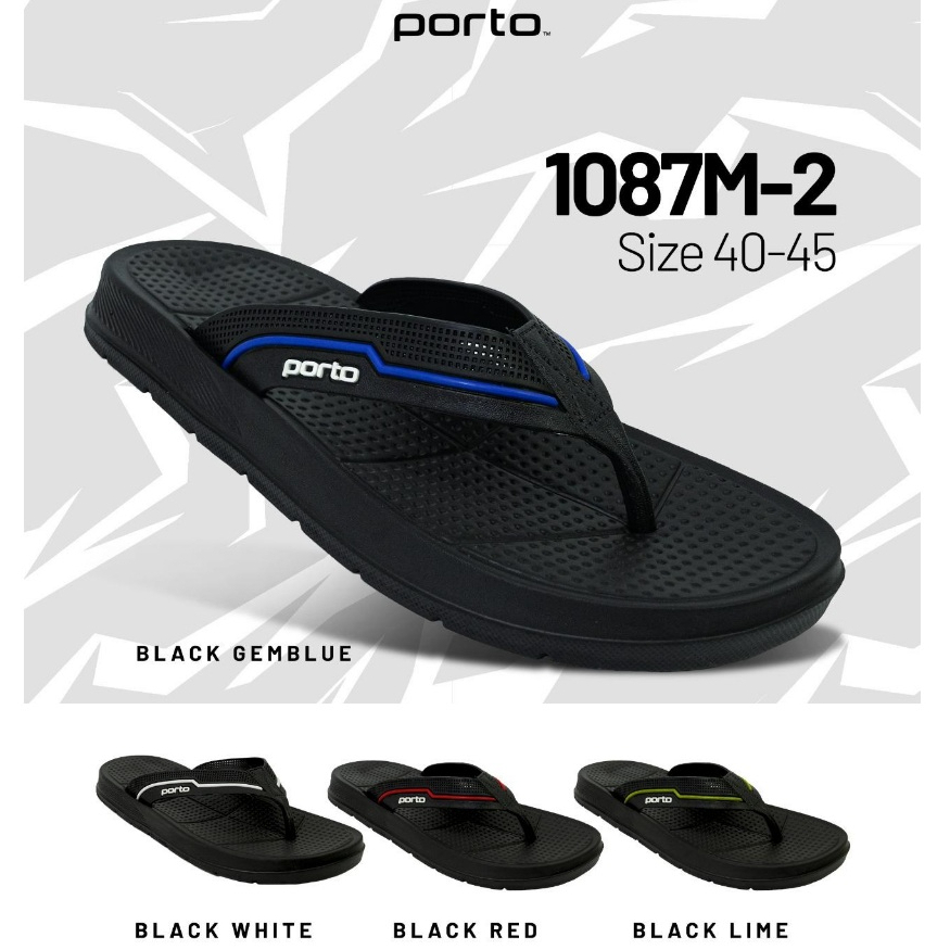 Rumahkaki – Sandal Jepit Karet Pria Ringan Empuk Nyaman Sendal Slip On Rubber Porto 1087M-2