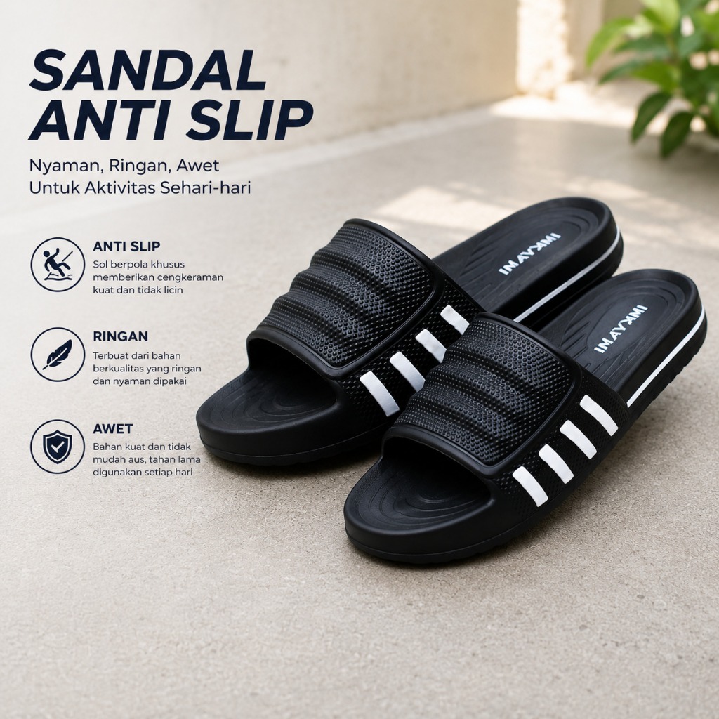 Rumahkaki – Sandal Selop Pria Kasual Nyaman dan Anti Slip Sendal Slider Cowok Dailywear Inkayani YK6163