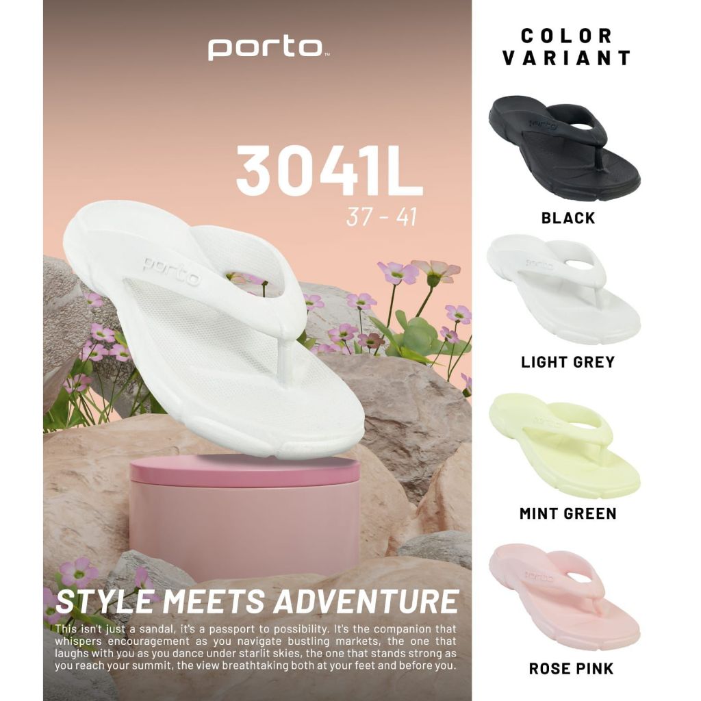 Rumahkaki – Sandal Wanita Porto 3041L / Sendal Karet Anti Slip Empuk Nyaman Stylish