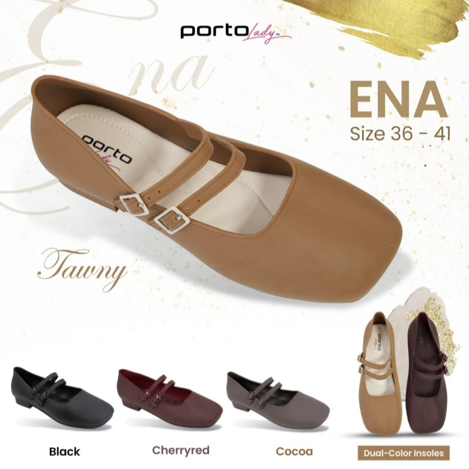 Rumahkaki – Sepatu Ballerina Flat Shoes Wanita / Flatshoes Casual Cantik Rubber Anti Slip Porto ENA