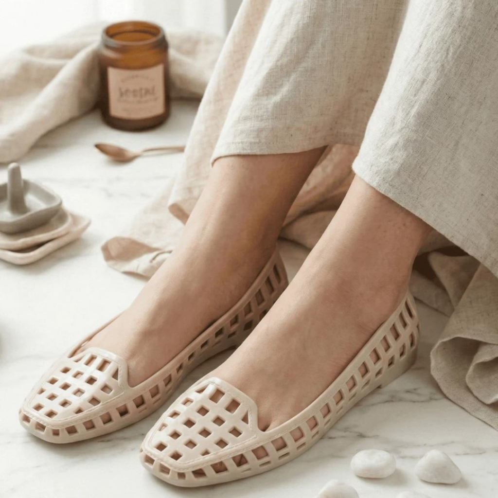 Rumahkaki – Sepatu Flat Jelly Wanita Flatshoes Jaring Korean Style Mary Jane Anyam Anti Slip Porto ONA