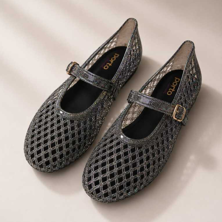 Rumahkaki – Sepatu Jaring Wanita Korean Style Flatshoes Jelly Glitter Porto ZRO