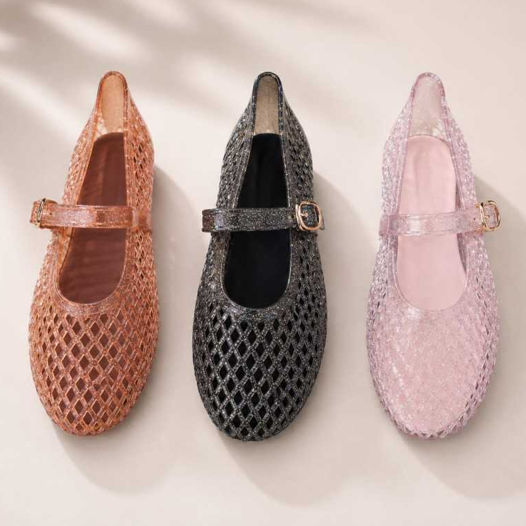 Rumahkaki - Sepatu Jaring Wanita Korean Style Flatshoes Jelly Glitter Porto ZRO - Image 3