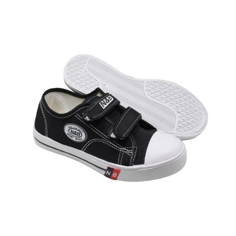Rumahkaki Sepatu Sekolah Anak Laki-laki Perempuan NB Hitam Putih TK – SD – SMP Model Perekat Velcro